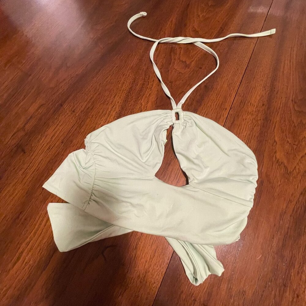 Green halter tie-up top
